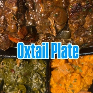 Oxtail Plates W/White Rice, greens, Yams & Cornbread