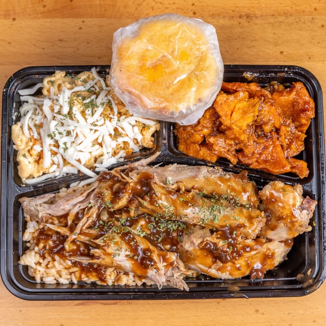 Turkey Neck Plate Rice, Yams and Cornbread.