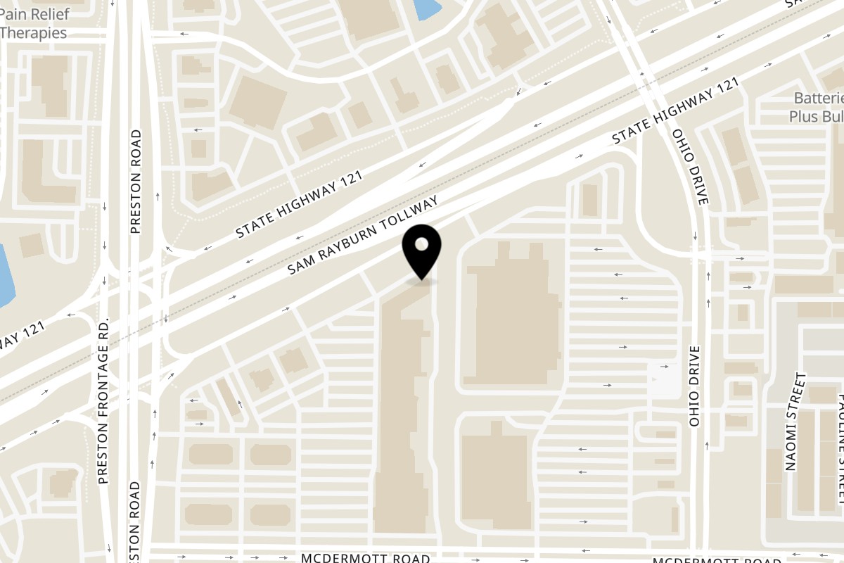 Map showing the location of Daqs & Oxtails on 8700 Preston Rd #127 in Plano